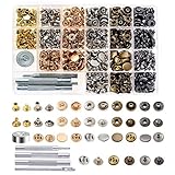 Caydo 200 Set 3 Style Snap Fasteners Kit Leather Rivets Binding Screws , Snap Buttons Press Studs kit with 5 Pieces Fixing Tools for Thin Leather, Jacket, Jeans Wear, Bracelet, Bag
