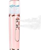 Nano Mister for Eyelash Extensions, Portable Facial Mist Sprayer with 2 Nozzles, 30ml Water Tank - USB Rechargeable Handheld Face Atomizer for Makeup and Skin Hydration - Pink