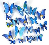 Margoth 24Pcs Home Decoration poster DIY 3D Butterfly Wall Stickers Creative Colorful Blue wall decor hot sale