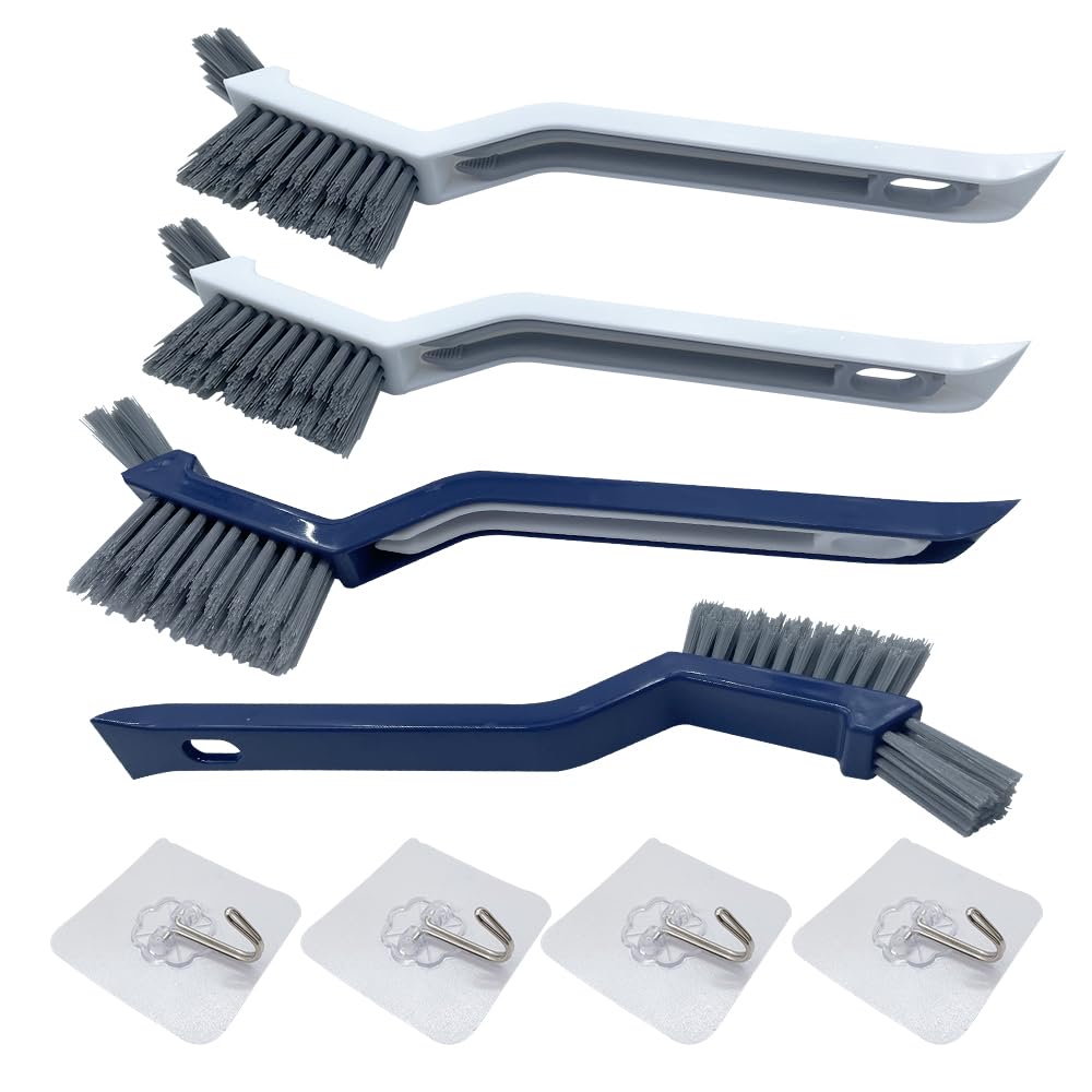 WYAN Multifunctional Floor Seam Brush-4Pcs Clip Hair Window Cleaning Brush,Bathroom Cleaning Brush Crack Brush,for Wall Floor Tiles Window(2 blue + 2 white)