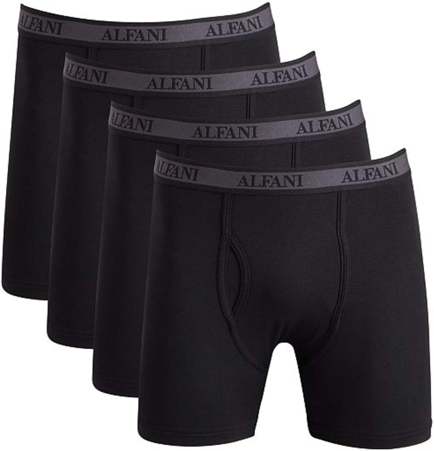 Alfani Men's 4 Pack ALFATECH Microfiber Boxer Briefs (Black, Medium) at