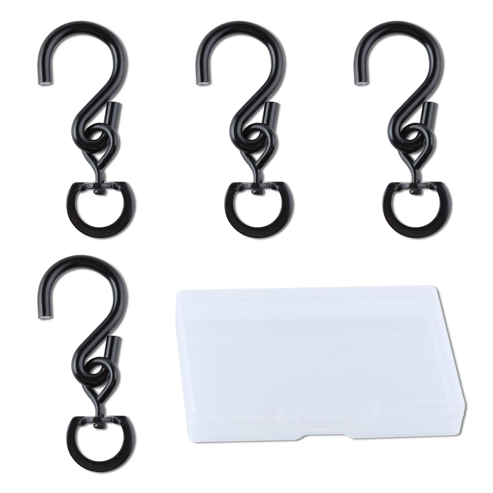 LEONTOOL 4 PCS Swivel Plant Hanger Hooks 360 Degrees Swivel Hooks with Storage Box Heavy Duty Plant Hooks for Hanging Plants, Pots, Wind Chimes, Bird Feeders, Flower Basket (Load 50 lbs)