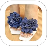 Asphinien Elegant Denim Flower Shoes Clips Removable Artificial Floral Sandals Buckles DIY Decoration Charms for High Heel Bags Wedding Party Prom Accessories for Women