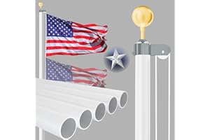 NELXINJO Heavy Duty 25FT Flag Pole -13 Gauge Extra Thick Aluminum Flagpole kit for House Yard - 100 MPH Wind Tested.