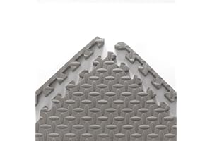 K ERATISNIK 9 Tiles Interlocking Foam Mats 1in Thickness Foam Floor Mats for Home Gym, Fitness, Exercise Surface Protection EVA Foam Floor Padding with Border for Workout Equipment