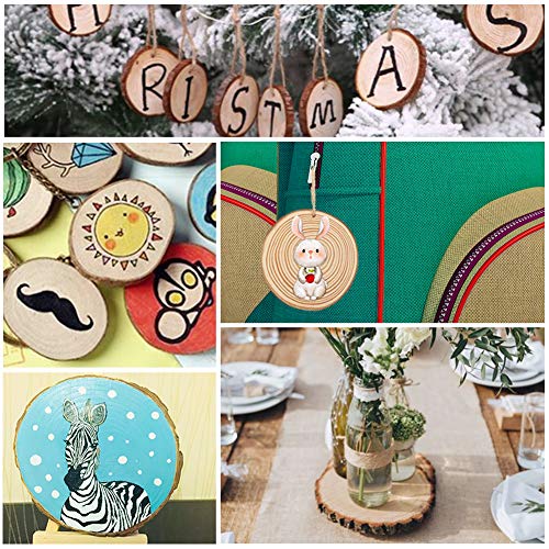 VGOODALL Holzscheiben, 36 STK. Holzscheiben zum Basteln 7-8 cm mit Loch Unvollendete Holzkreise für DIY Handwerk Holz-Scheiben Hochzeit Mittelstücke