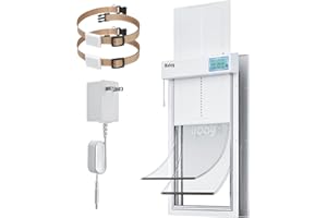 AIDAY Automatic Dog Door with Collar Sensor, Up to 200 lbs, Electronic Extra Large Dog Door for Exterior Door with Mains-Powered, Timing Function, Anti-Pinch- XL