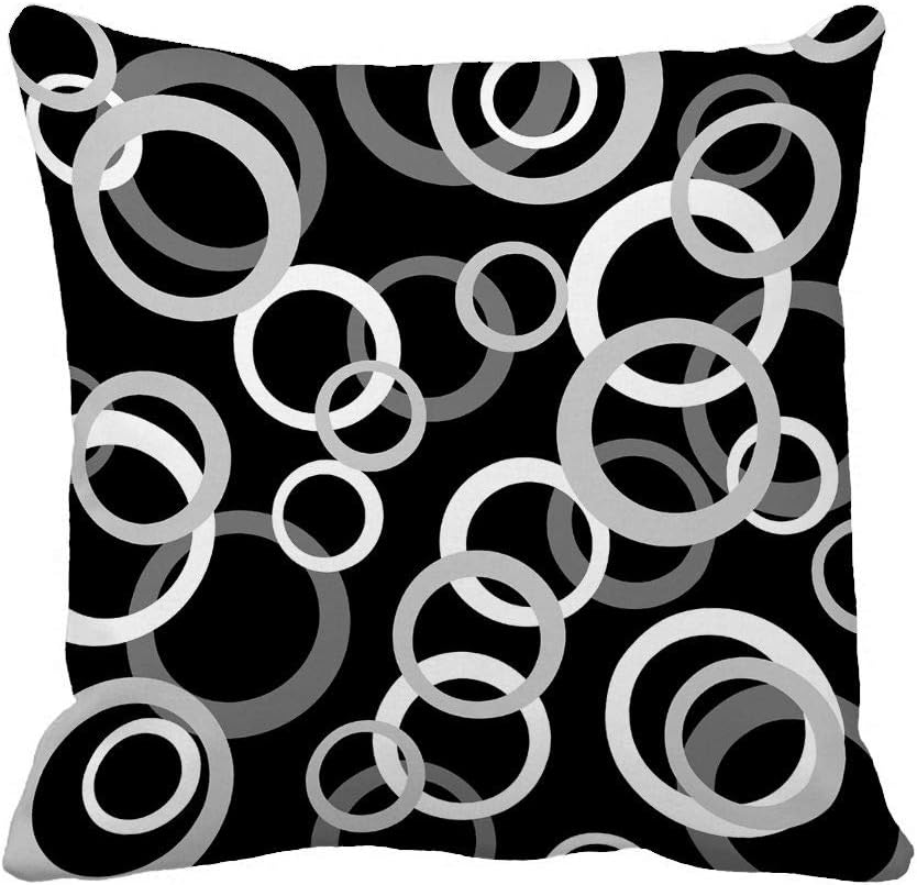 Retro Polyester Cushion Cover Pillowcase 18" X 18" White, Gray and Black Circle Graphic Print Throw Pillow Cover