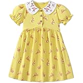 Youlebao Toddler Girl Clothes Cotton Casual Short Sleeve Jersey Dresses 2-7 Years