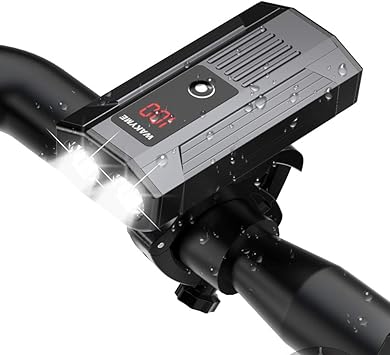 Amazon 自転車ライト 50mah Wakyme スマホ充電でき Usb充電式 バッテリー表示ディスプレイ 10ルーメンt6高輝度 自転車ヘッドライト 5段階調光 Ip65防水 懐中電灯 テールライト付き スポーツ アウトドア 自転車 サイクリング 防災フロント用 50mah 2年保障