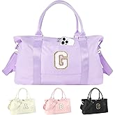 Dance Gym Duffel Bag for Teen Girls, Personalized Initial Travel Weekender Bag,Cute Overnight Carry On Duffle for Women,Sports Travel Cheer Bag,Monogram Christmas Gifts for Tween Preppy(purple-G)