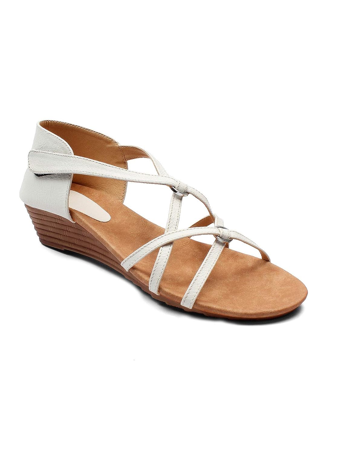meriggiare women synthetic white wedges