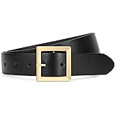 SUOSDEY Women Leather Belt for Jeans Dresses Pants Fashion Waist Belt Ladies Belts for Trendy with Gold Square Buckle