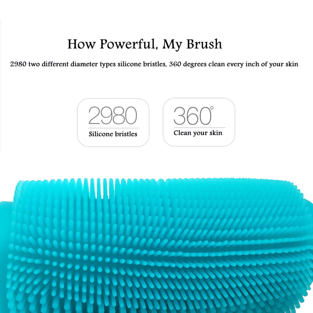 INNERNEED Soft Silicone Body Scrubber Exfoliating Glove Shower Cleansing Brush, SPA Massage Skin Care Tool, for Sensitive and All Kinds of Skin (Blue) : Beauty
