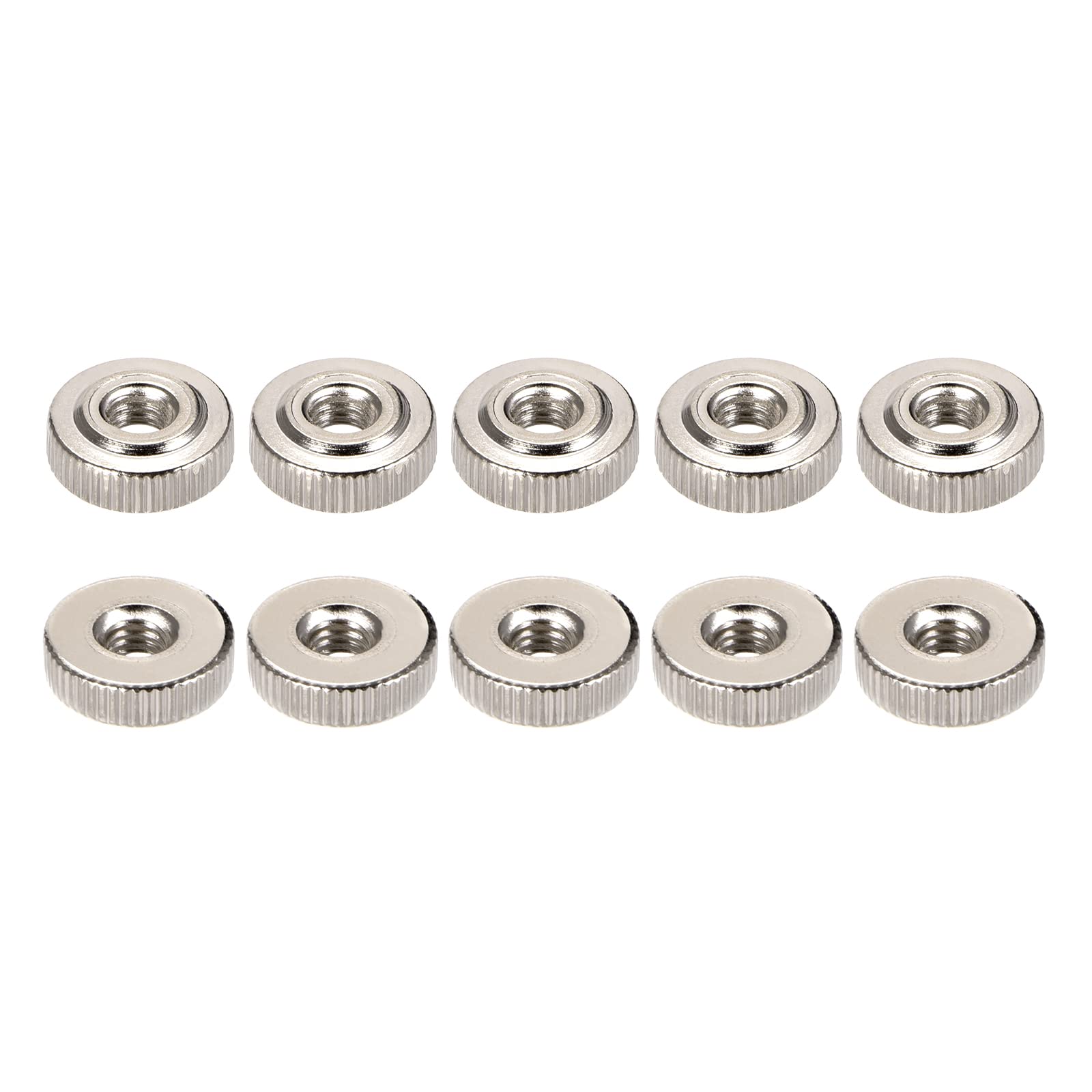 DTGN M4x4mm(DxH) Knurled Nuts - 20Pack - Good for Electronic Equipment - Thumb Screw Fasteners - Silver