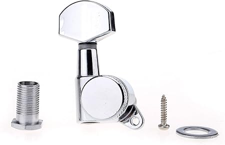 Amazon _ Musiclily Pro 6連 ロック式ペグ フェンダーストラト_テレキャスターエレキギター用、クローム _ 楽器・音響機器 _ 楽器