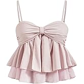 WDIRARA Women's Cute Sleeveless Peplum Top Babydoll Sweetheart Neck Cami Crop Tops Babydoll Going Out Streetwear