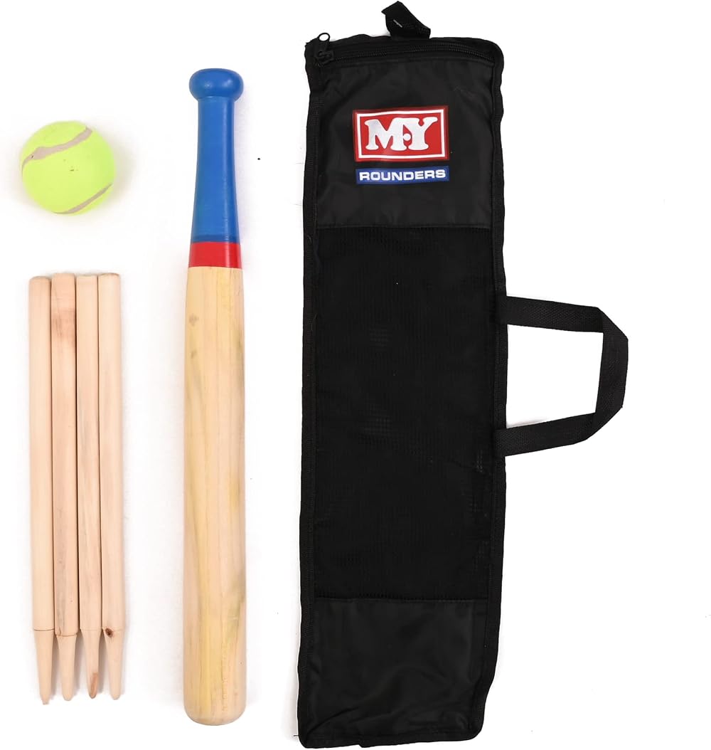 M.Y Deluxe 6 Piece Wooden Rounders Set with Carry Bag
