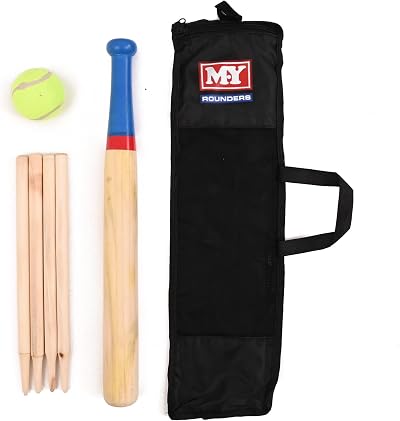 M.Y Deluxe 6 Piece Wooden Rounders Set with Carry Bag