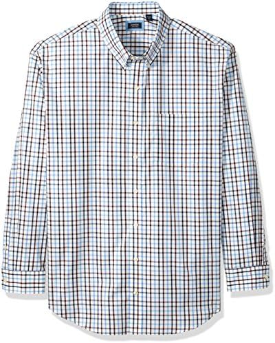 Arrow Men's Big and Tall Long Sleeve Hamilton Poplin Multi Gingham Shirt, Corazon, Large Tall