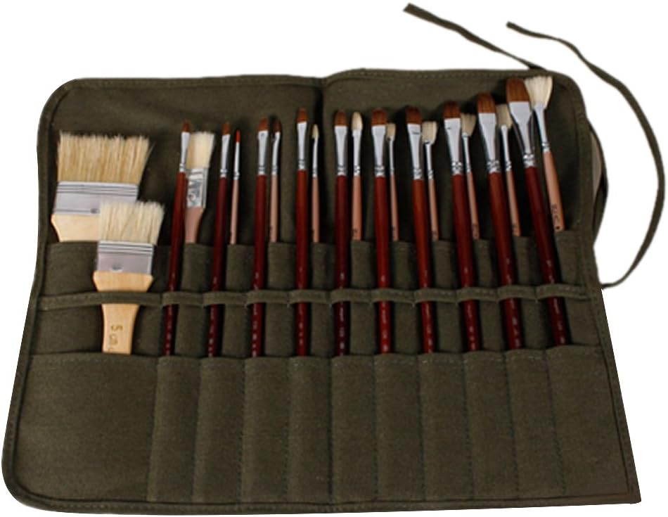 SCASTOE Watercolor Draw Pen Oil Paint Roll Up Canvas Pouch, 15.75x12.99'', 22 Slot