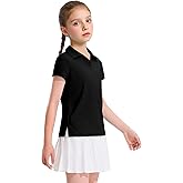 KEREDA Girls Polo Shirts Golf Tennis School Uniform Short Sleeve T Shirts V-Neck Collared Quick Dry Tops