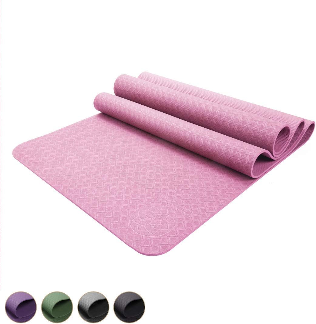 Yamkas Yoga Mat TPE | Non Slip - Eco Friendly - Lightweight | Exercise Mats for Pilates, Fitness, Gym, Travel | 183 x 61 x 6mm