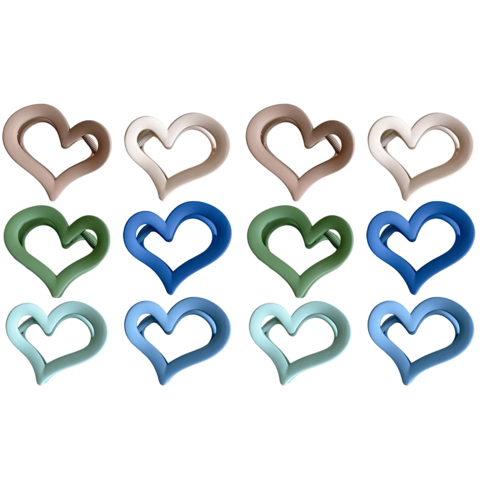 minkissy 12Pcs Colorful Heart Hair Claw Clips Heart Shape Hair Claw Hair Claw Clips for Thick Hair Nonslip Hair Clamps Elegant Hair Accessories for Women Miss Girls (Mixed Color)