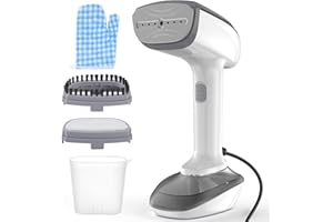 NTAYDZSW Powerful Handheld Fabric Steamer - 1800W with Fast Ceramic Heat-Up Plate, 2-in-1 Ironing & Wrinkle Remover, Steam Nozzle, Lint Brush - White, for US 120V Only