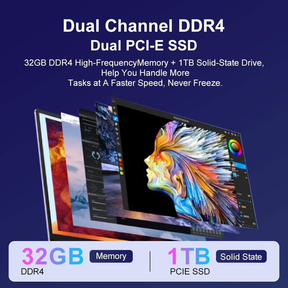 N16 Pro Gaming Laptop 16 inch 2.5K 2560*1600 IPS 165Hz Display 13th Intel Core i7-13620H 32GB DDR4 RAM 1TB PCIe SSD WiFi 6 Fingerprint unlocking Backlit keyboard Computer Notebook Windows 11