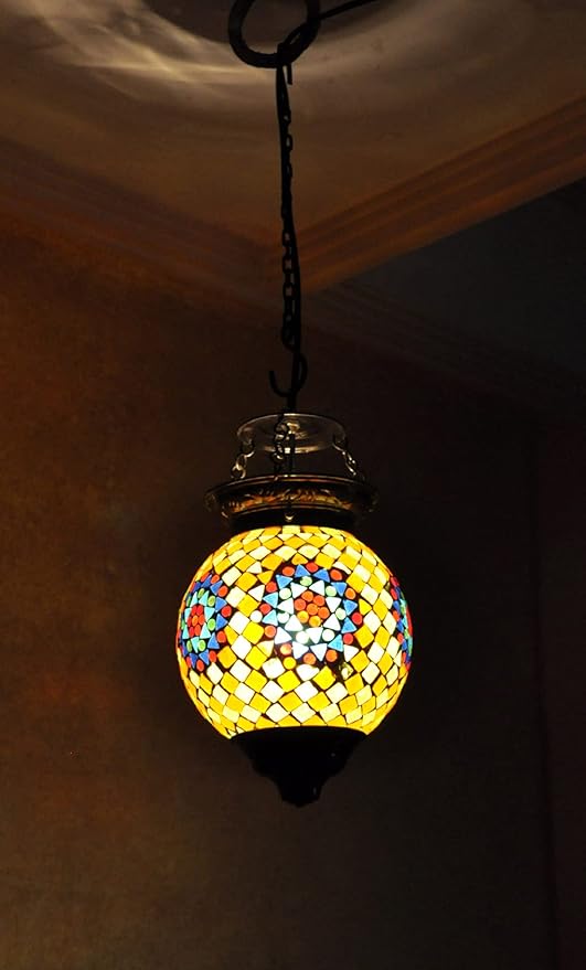 Buy Lal Haveli Home Decor Mosaic Glass Hanging Lamp &amp; Ceiling Light for