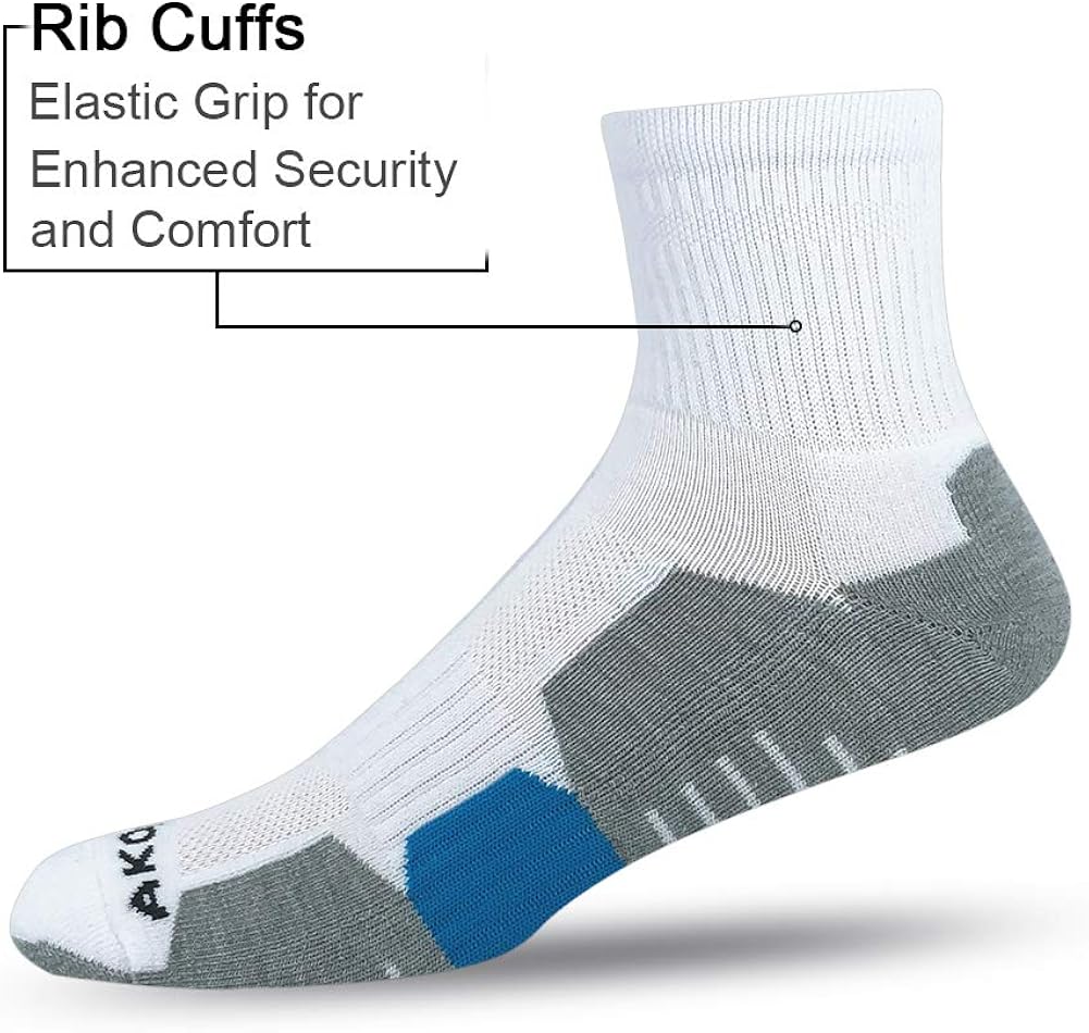 AKOENY Men's Performance Athletic Quarter Socks for Running, Training & Hiking (6 Pack): Clothing