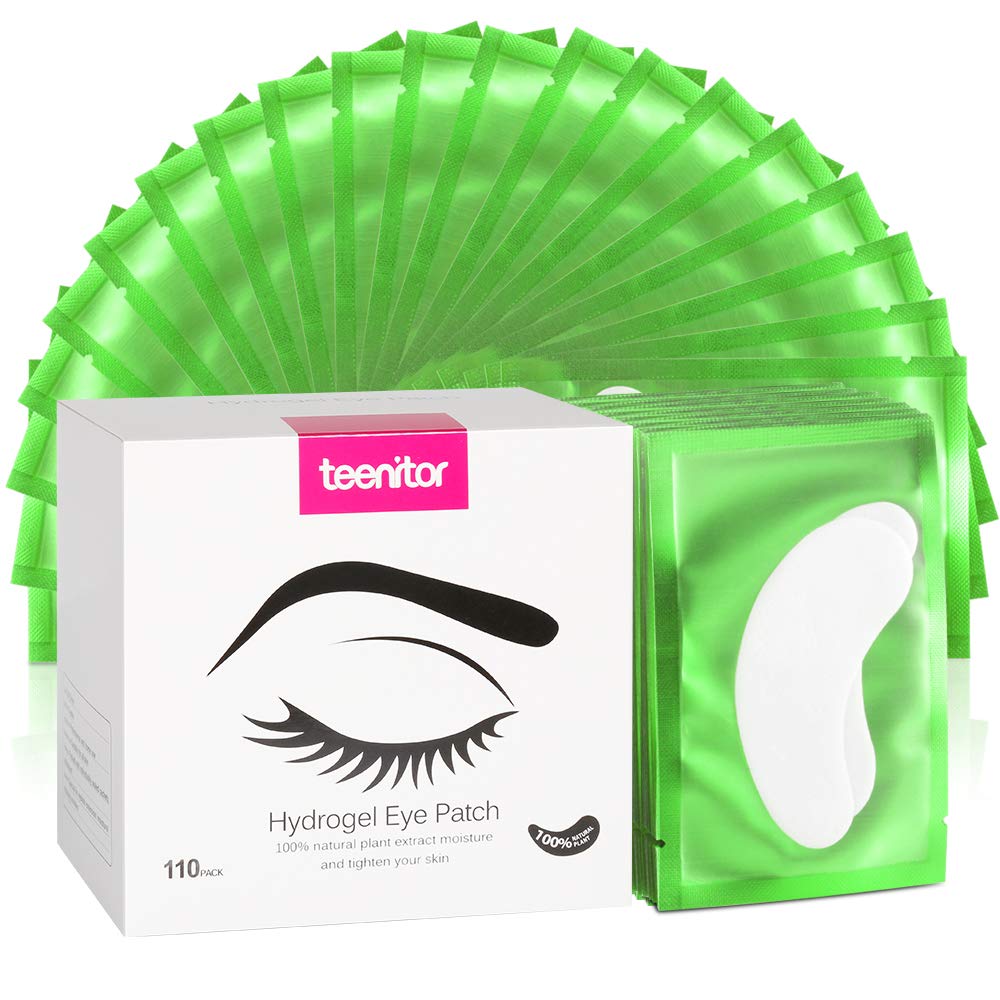 110 Pairs Eyelash Extension Gel Pads, Teenitor Lint Free Lash Under Eye Patches- Green: Beauty
