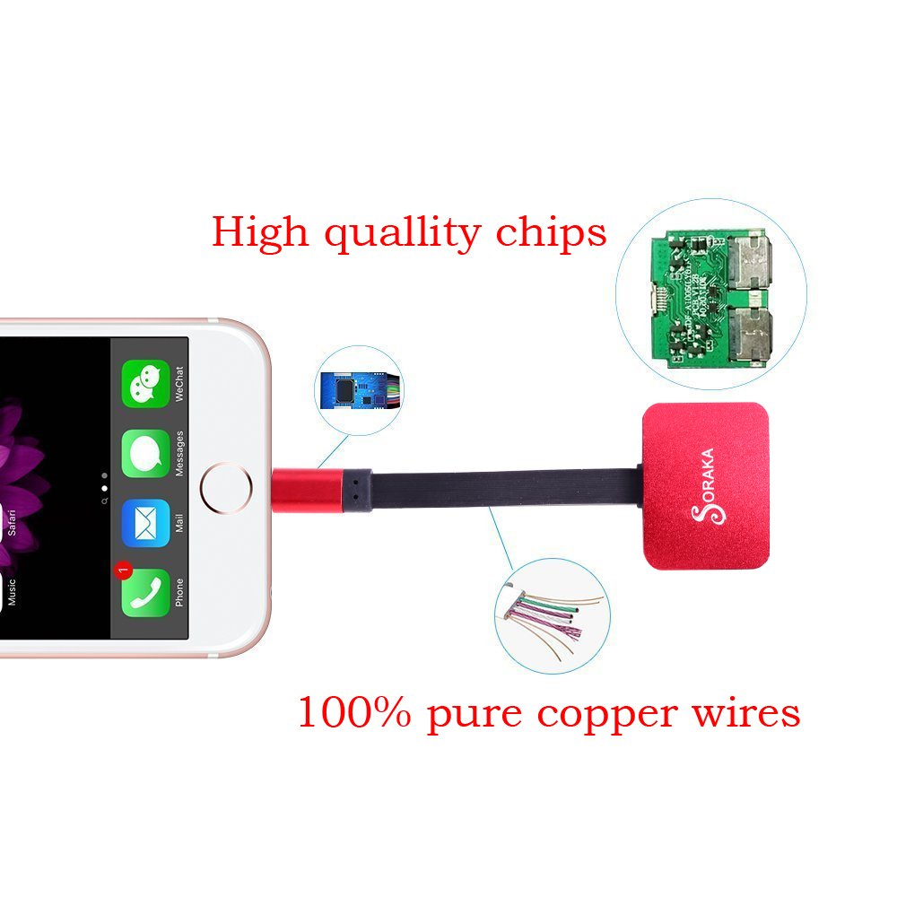 SORAKA Dual Lightning Adapter and Splitter 2 in 1 for iPhone 7/iPhone 7 Plus/ iPhone 8/ iPhone 8 plus/iPhone X, Audio & Charge & Call Function (Support iOS 11) (Sliver)