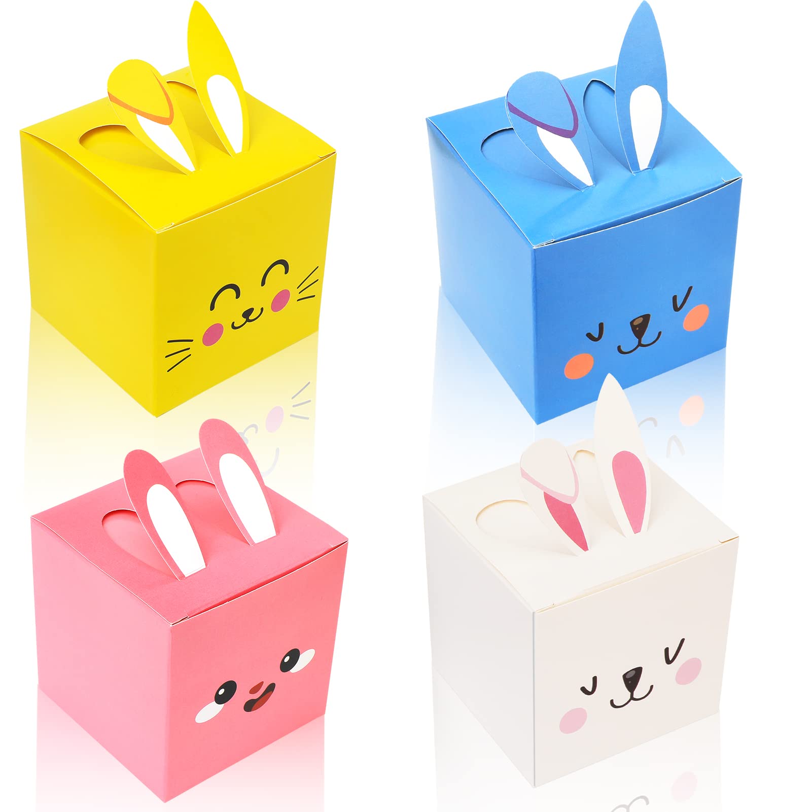 DPKOW 12 Easter Bunny Boxes, Easter Party Favour Boxes Gift Boxes for Kids Children Craft, Easter Egg Boxes Sweets Treats Boxes Cookie Goodie Boxes for Easter Hunt Games Activities