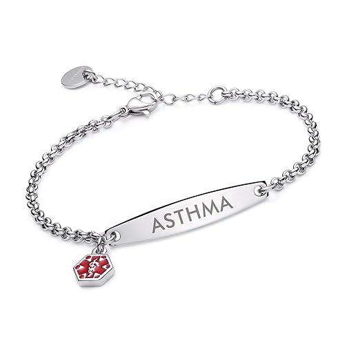 LinnaLove-Pre-engraved Simple Rolo chain Medical alert id bracelet