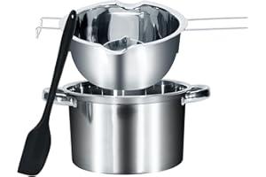EATAKWARD 2 Pack Double Boiler Melting Pot, 600ML/20OZ + 2500ML/2.6QT Stainless Steel Chocolate Melting Pot with Silicone Spa