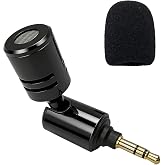SPTSSWET 3.5mm Mini 3-Pole Microphone 90&deg;Flexible Small Mic | for Laptop PC Smartphone ,Omnidirectional ,Noise Cancelling, Plug and Play,Portable,Black