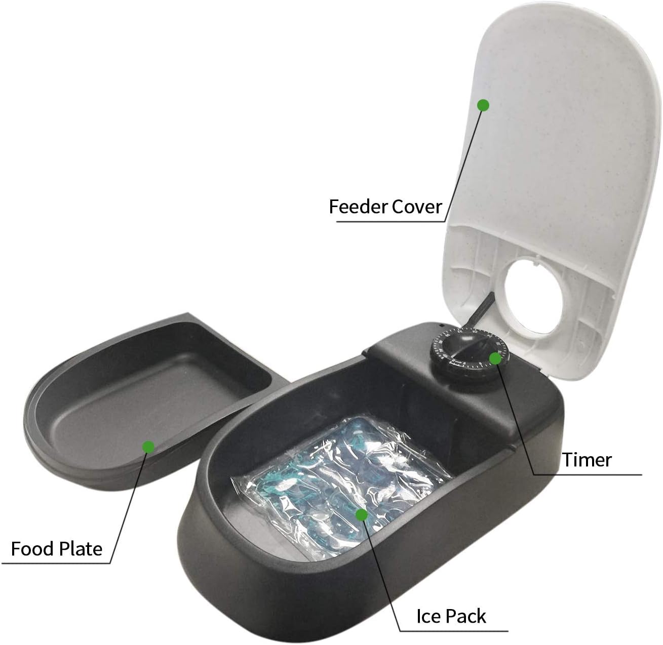 Pawise Automatic Cat & Dog Feeder with Ice Pack - 1-Meal Wet & Dry Food Dispenser, 48-Hour Timer, Dishwasher Safe, Perfect for Pets - Image 4