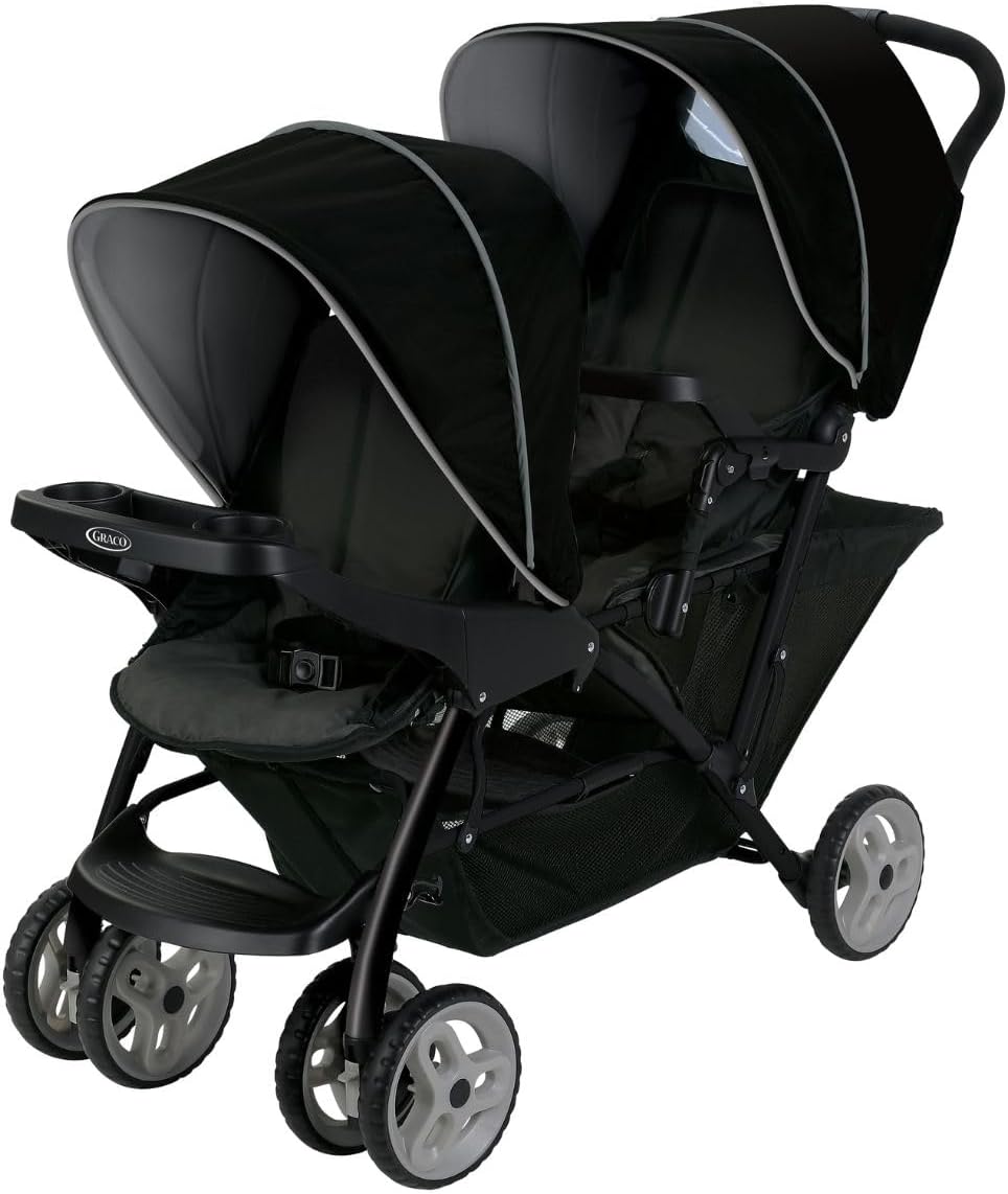 Graco Stadium Duo Tandem Pushchair Black Grey Suitable from birth to 3 yrs