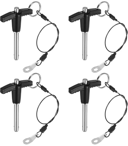 1Pack T Handle Locking Pins, Push-Button Quick Release Pin With Lanyard (12mm-100mm