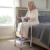 step2bed Mini Step Stool with Handle for Elderly - Adjustable Height for Seniors with Handicap Grab Bars - Use for Bed, Bathtub. Stainless Steel Portable Step Stool for Bed (300 LBS Capacity)