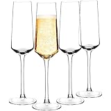 Crystal Champagne Flute glass Hand Blown Set of 4 Elegant Flutes 8oz 100％Lead Free Quality Sparkling Wine Stemware Mimosa Coc