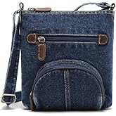 Dayfine Small Crossbody Denim Satchel Handbag for Women - Shoulder Bag, Casual Daypack, Zip Wallet