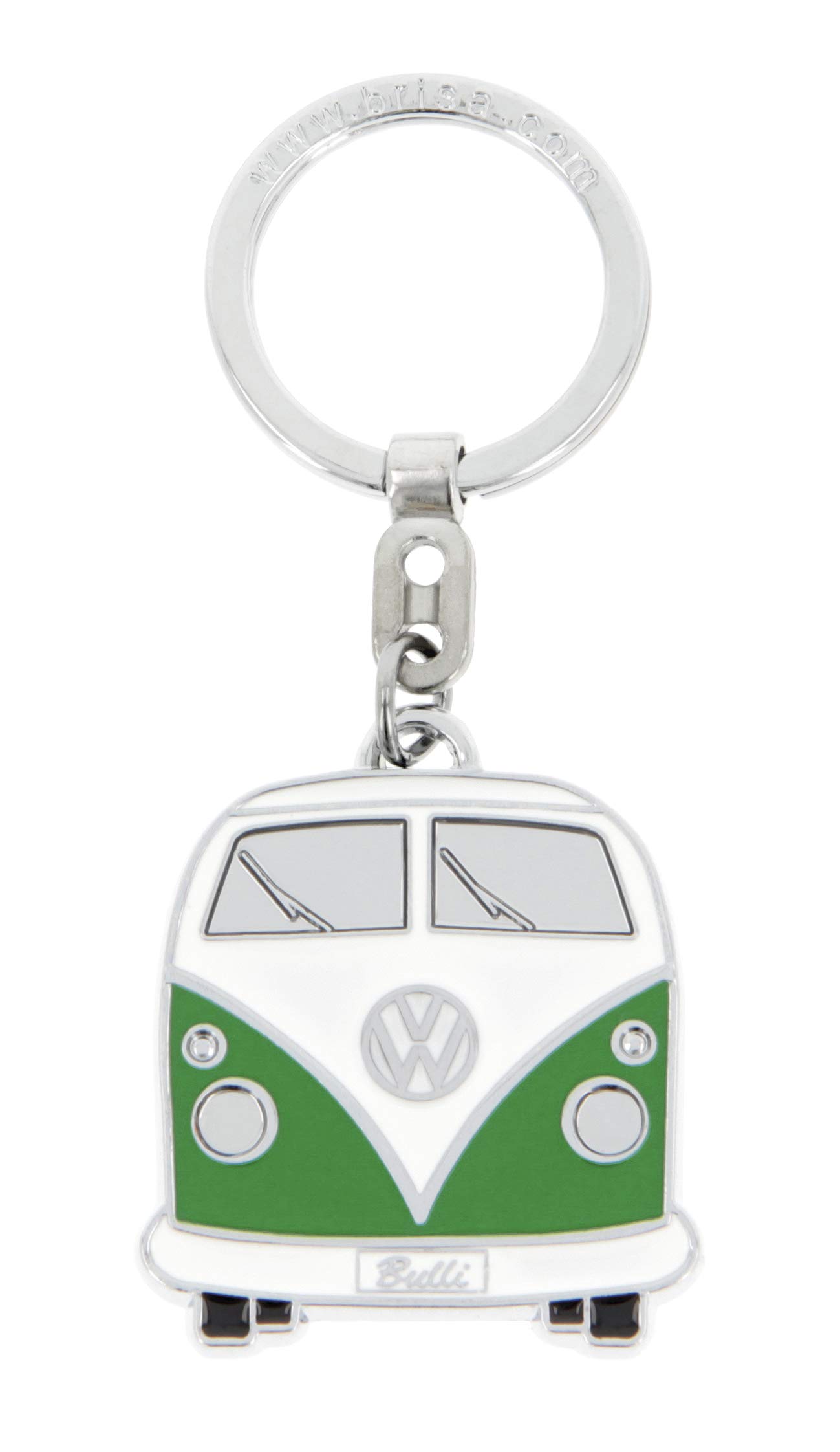BRISA VW Collection - Volkswagen Enamel Metal Keyring Keychain Accessory Keyholder in T1 Bus Design (Front/Green)