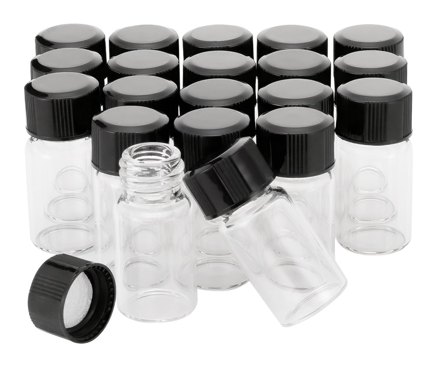 Unxuey 3ml (0.15 Oz) Glass Vials with Cap Lab Transparent Clear Empty Bottles Jars Container 20pcs Set