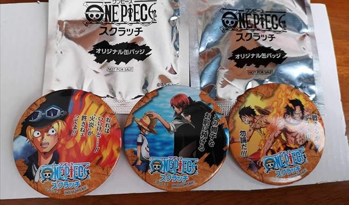 Amazon ワンピース ３点セット スクラッチ限定 缶バッチ ルフィ エース ルフィ シャンクス サボ わんぴーす アニメ 萌えグッズ 通販
