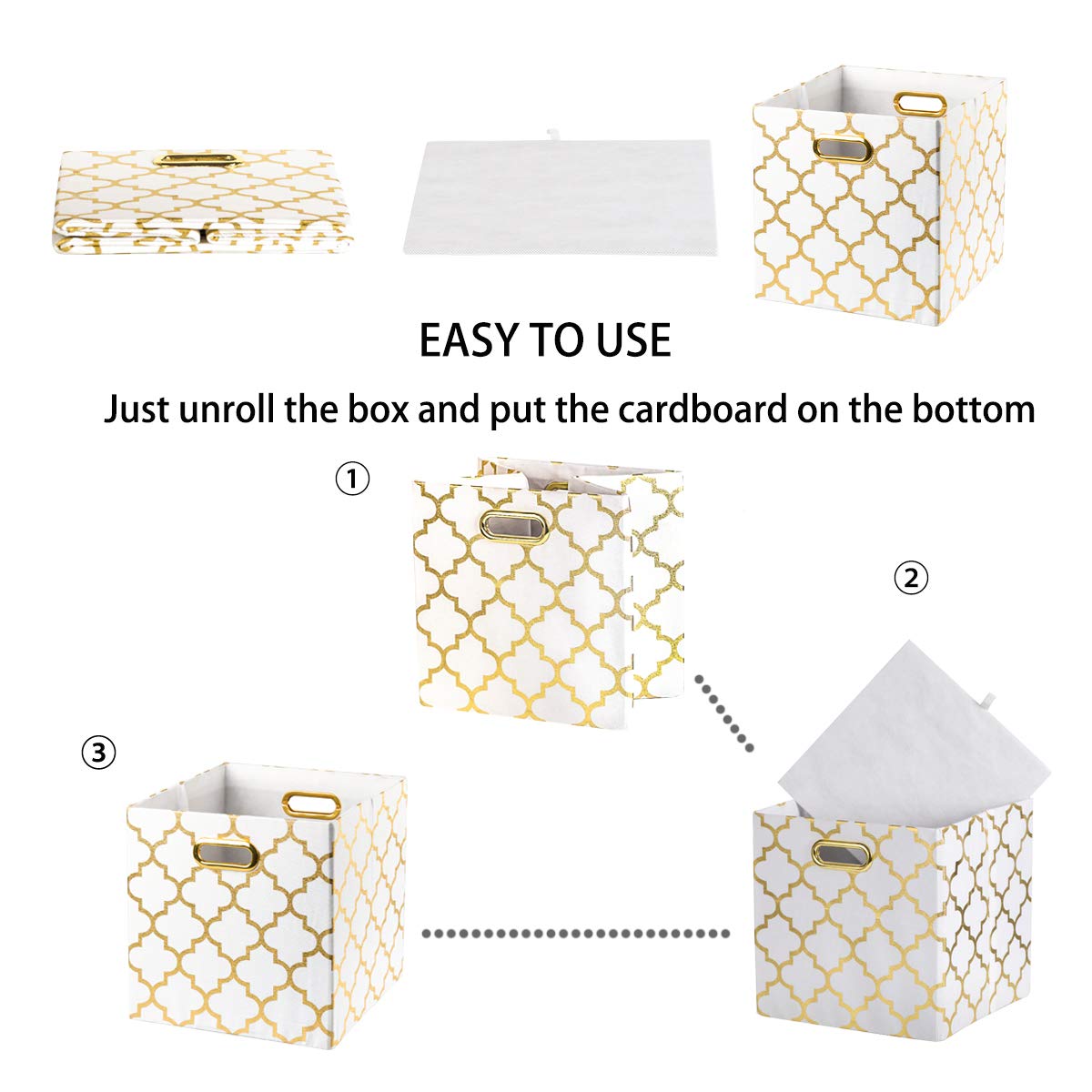 BAIST Cube Storage Bins,Fancy Foldable Canvas Decorative Gold Storage