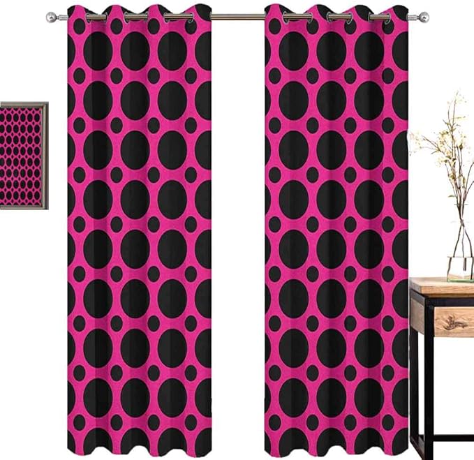 Hot Pink Premium Blackout Curtains Big and Small Dots Spots