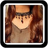 Zeshimb Black Lace Choker Necklace Vintage Black Crystal Beads Pendant Necklace Boho Lace Velvet Choker Collar Jewelry for Women